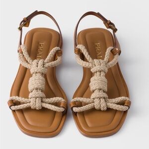 Prada 2025 Rope Embellished Flat Cord Sandals Sold Out $1050
